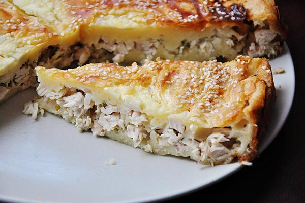 Ленивый пирог с курицей